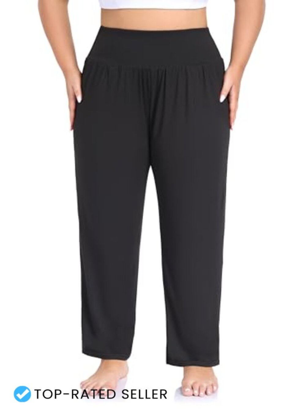 Plus Size High Waist Yoga Pants Loose Lounge Pants with Pockets